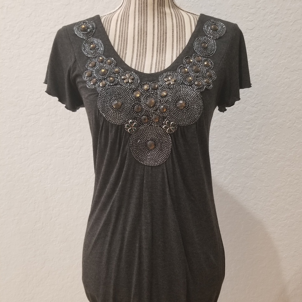 Kenar gray embellished top SZ SM